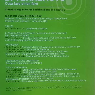 Programma Giornata Regionale Alfabetizzazione Sismica